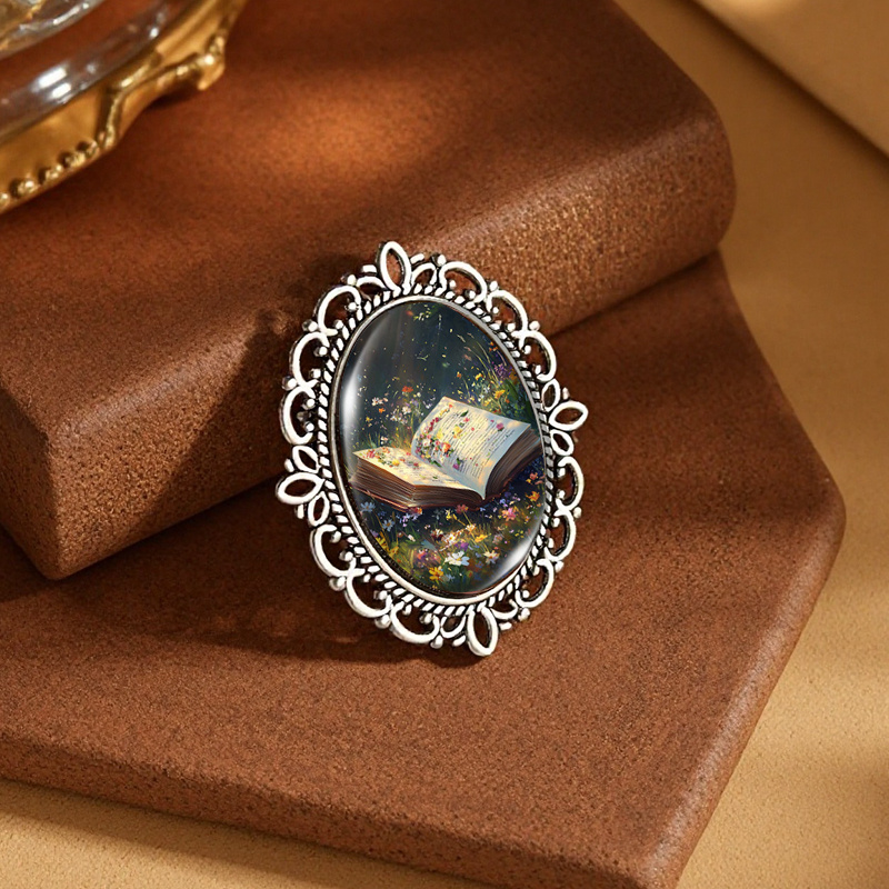 Flowers and Books Fashion Brooch, Decorative Accessory